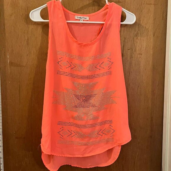 🐻Size S - Wishful Park - Sunset Pink Tank Top w/Adornment - Picture 1 of 7